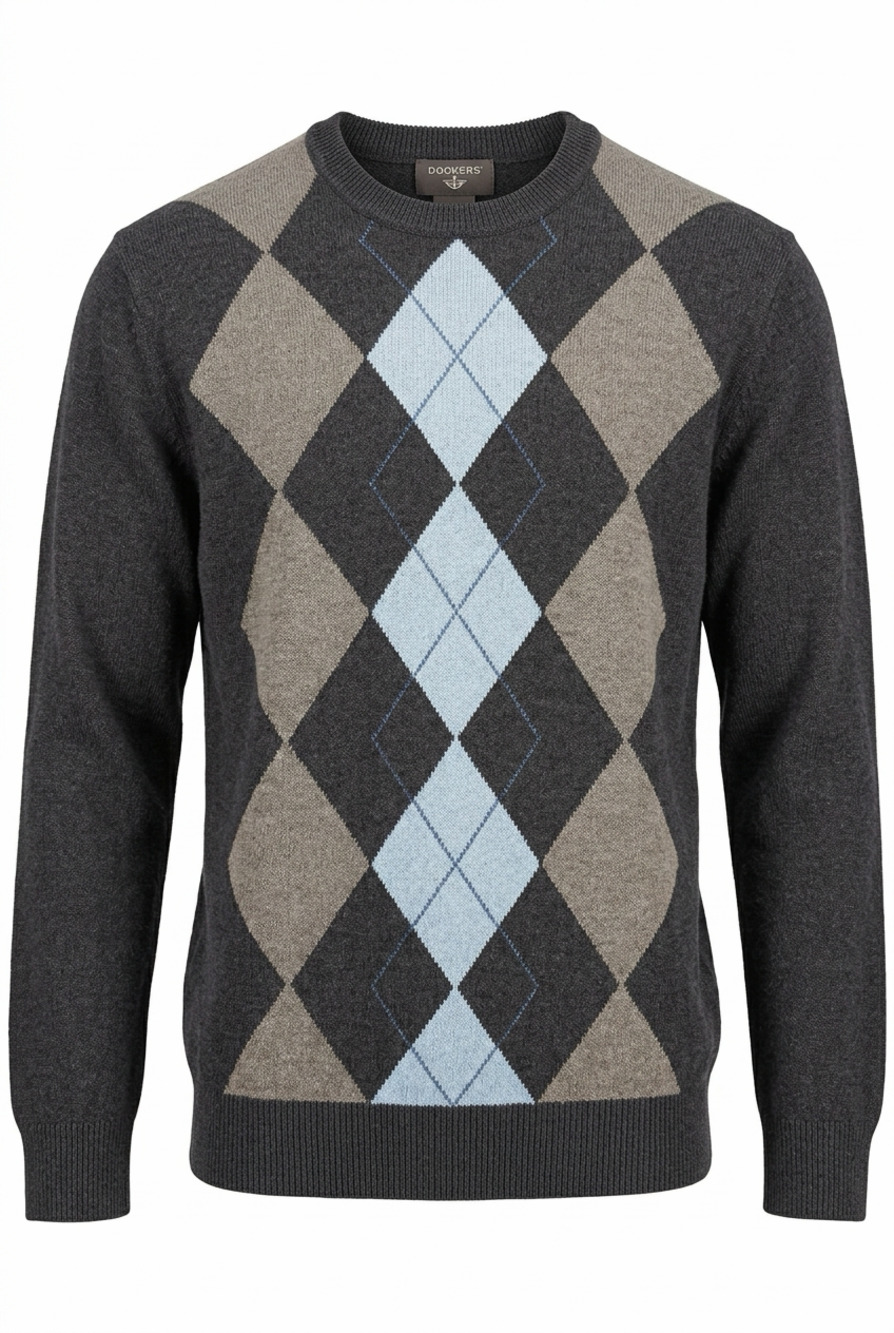 Dockers Men's Argyle Crew Neck Sweater Size XL